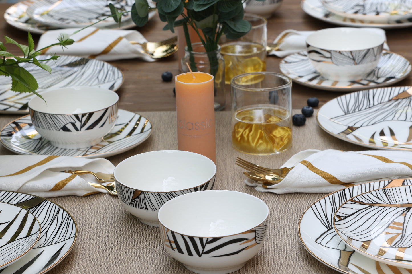 Golden Leaf Dinner Set (18 Pieces)