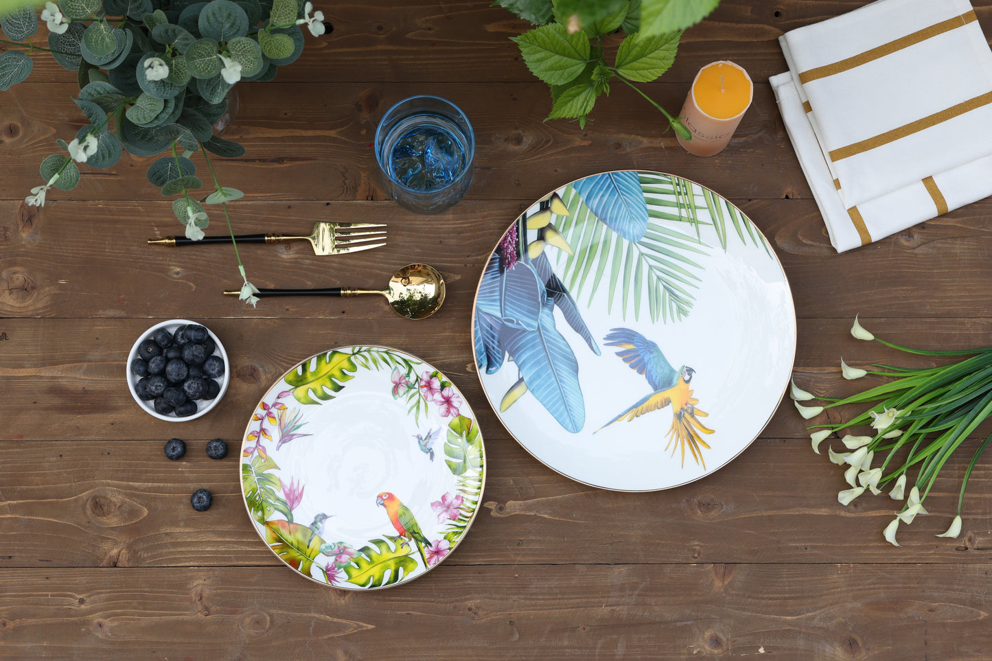 Bird Paradise Dinner and Dessert Plate set