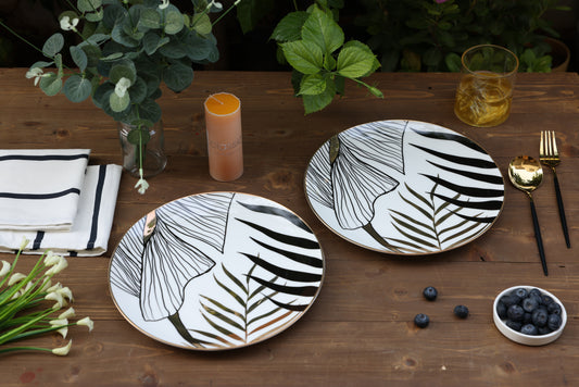 Golden leaf dinner plates