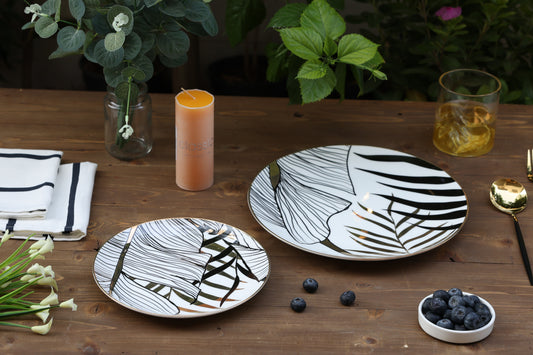 Golden leaf Dinner and Dessert plate Set