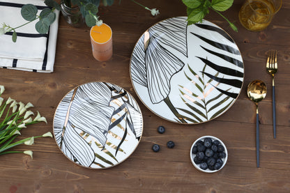 Golden leaf Dinner and Dessert plate Set