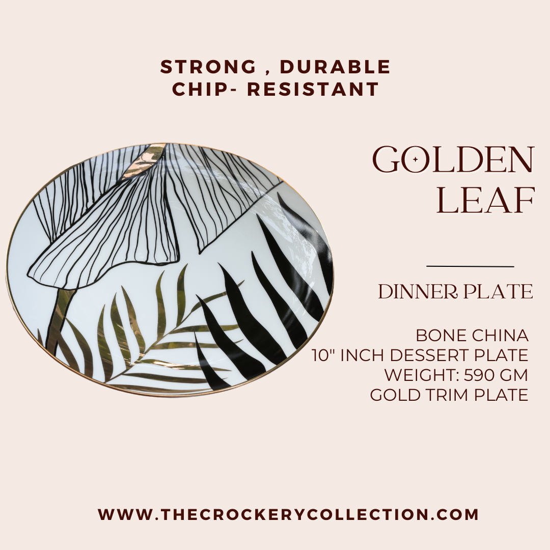 Golden leaf Dinner and Dessert plate Set