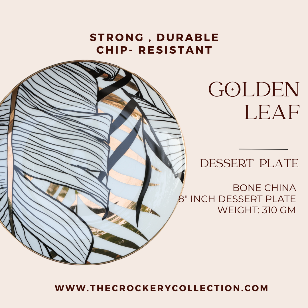 Golden leaf Dinner and Dessert plate Set