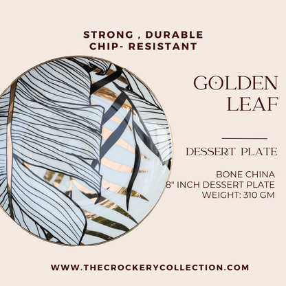 Golden leaf Dinner and Dessert plate Set