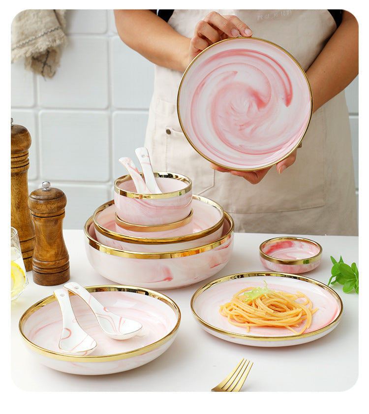 Pink marble dinnerset