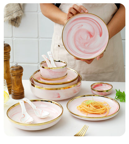 Pink marble dinnerset